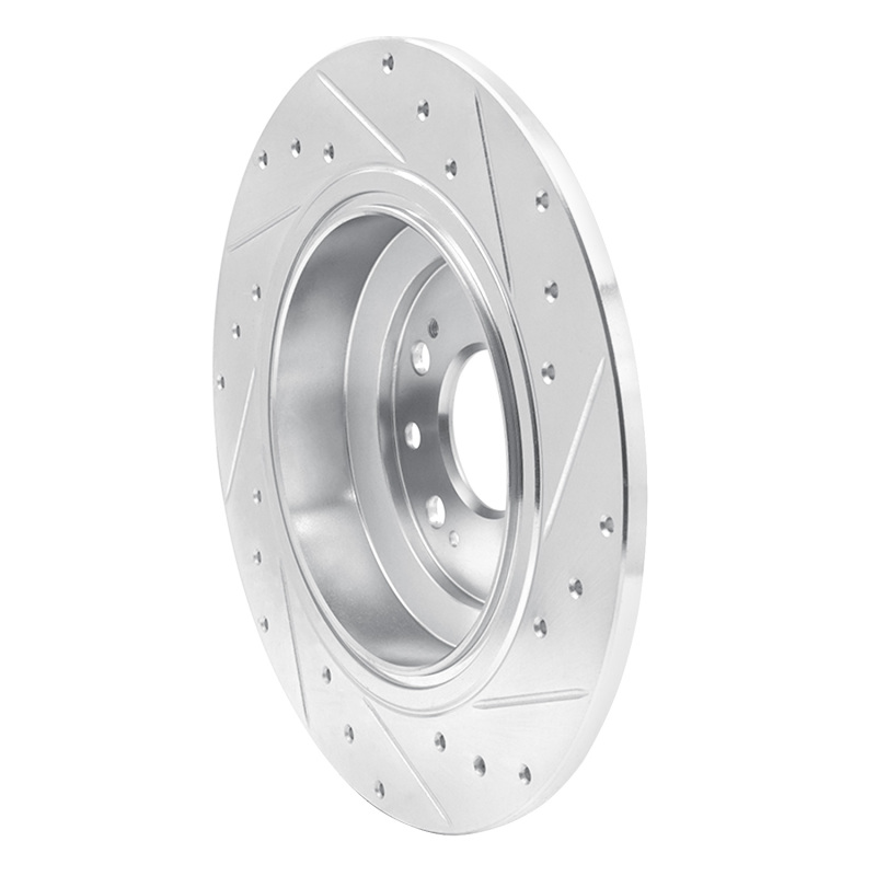 Acura TL Brake Rotor (1) - Rear Left - R1 Concepts - Drilled & Slotted - Silver - `09-`14